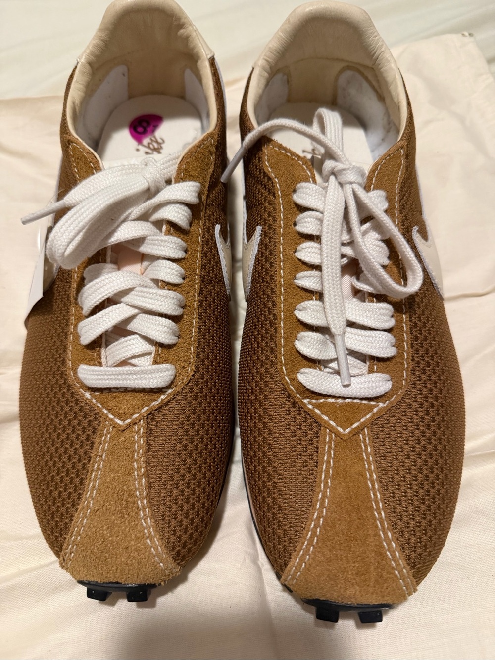 Brown Suede-Textile Lace-Up Nike Sneakers